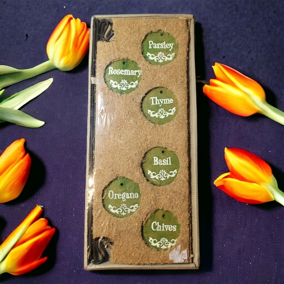 Set of 6 Clay Plant Markers with Rods and grass suppresant mat - Picture 2 of 5